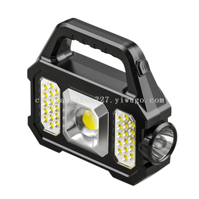 Multifunctional Searchlight Outdoor Waterproof Solar Charge Pal Power Torch Cob Portable Lamp Wholesale