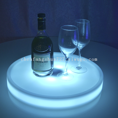 Factory Direct Supply Led Colorful Luminous Wine Holder KTV Bar round Red Wine Holder Plate Led Tray