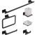 Gold-Plated 6-Piece Bathroom Pendant Gold Zinc Alloy Rose Gold Single and Double Poles Towel Rack Towel Ring Black Hook