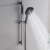 Black Copper Shower Head Set Refined Copper Body Temperature Display Matte White Fixing Pole Shower Set Stainless Steel Rod