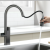 Black Copper Pull-out Kitchen Faucet Universal Matte Black Sink Faucet Copper Main Body Zinc Handle Stainless Steel Pipe
