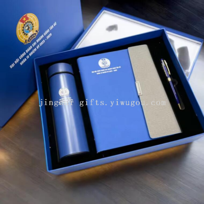 Company Annual Meeting Present for Client Notebook Gift Set Vacuum Cup Set Customized Logo for Business Gifts