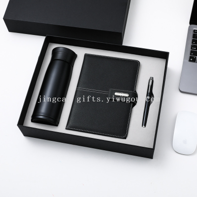 Business Thermos Cup Notebook Pack Stitching Buckle Notepad Thermos Cup Gift Box Foreign Trade plus Logo