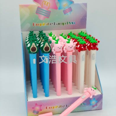Cute Creative Gel Pen Luminous Cute Needle Tubing Type Student Exam Learning Stationery New Strawberry