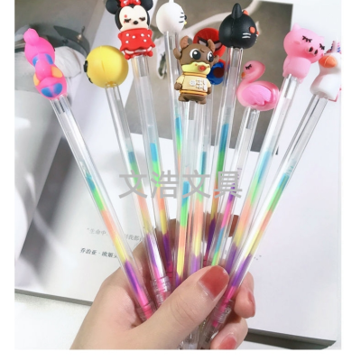 Creative Cartoon Head Set Colorful Gel Pen Candy Color Special Pen for Taking Notes Super Cute for Students