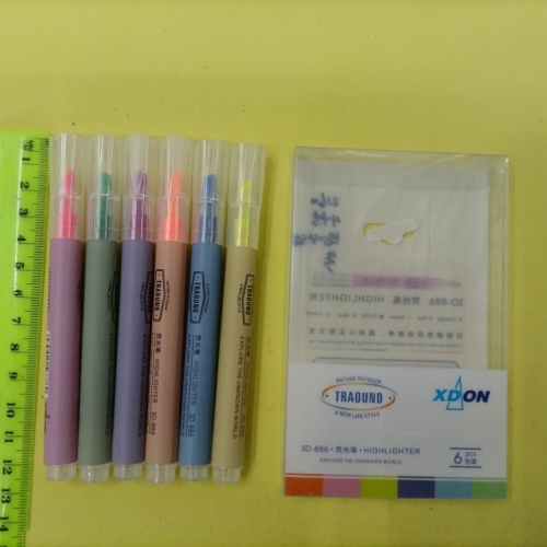 886  6支PVC彩色荧光笔采用优质环保墨水 书写流畅 色彩鲜艳