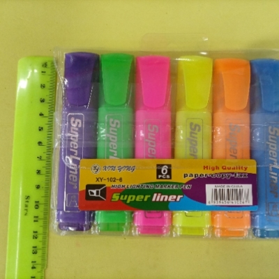 102 6 Color Fluorescent Pen Use High Quality Environmental Protection Ink to Write Smoothly and Bright Colors