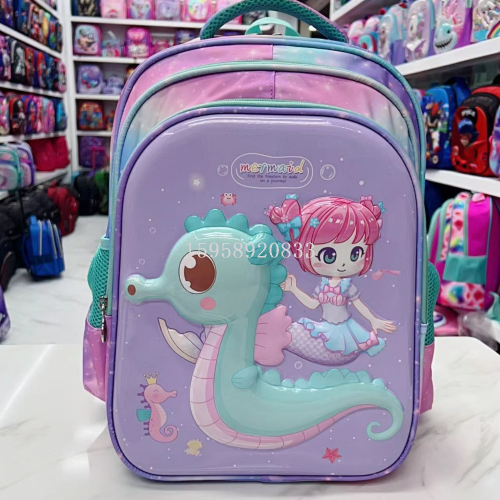 schoolbag backpack student bag pu schoolbag 3d schoolbag concave-convex trolley bag cartoon bag children‘s bag