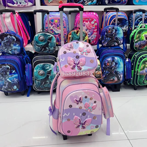 Schoolbag Backpack Cartoon Bag 3D Bag Trolley Bag Pencil Case Lunch Box School Bag Schoolbag Three-Piece Set