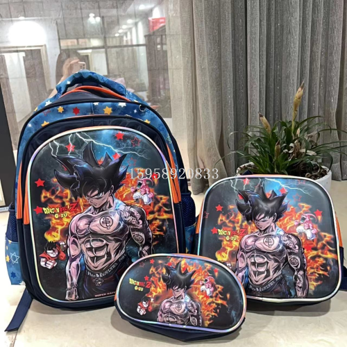 Schoolbag Backpack Trolley Bag Three-Piece Set Lunch Box Pencil Case Cartoon Bag School Bag Pencil Case