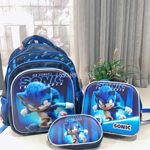 Schoolbag Backpack Trolley Bag Schoolbag Three-Piece Set Lunch Box Pencil Case Cartoon Bag School Bag Pencil Case