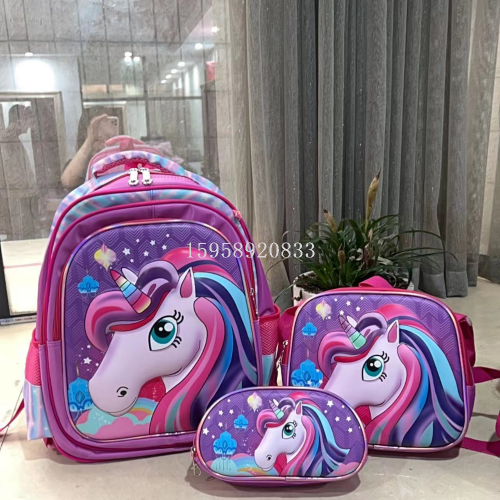 Schoolbag Backpack Cartoon Bag 3D Bag Trolley Bag Pencil Case Lunch Box School Bag Schoolbag Three-Piece Set