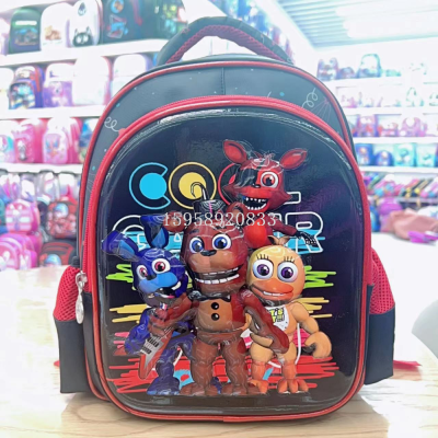 Schoolbag Backpack Children's Bags Three-Piece Trolley Bag School Bag 3D Bag Stationery Box Lunch Box