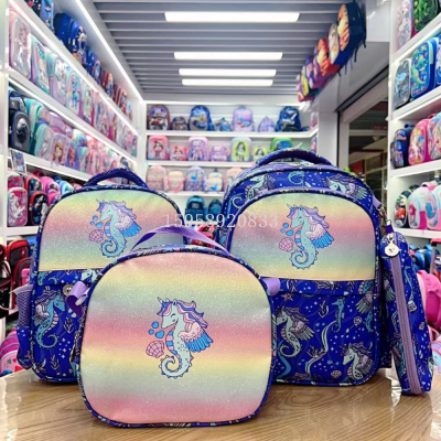 Schoolbag Three-Piece Four-Piece Backpack Lunch Box Pencil Case Cartoon Backpack Backpack Thermal Insulation Bag