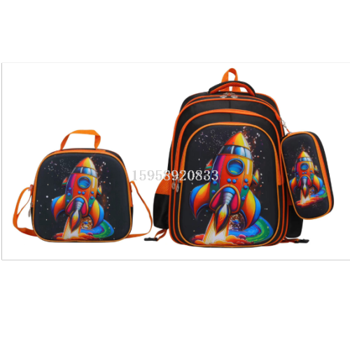 schoolbag backpack children‘s bags three-piece trolley bag school bag 3d bag stationery box lunch box