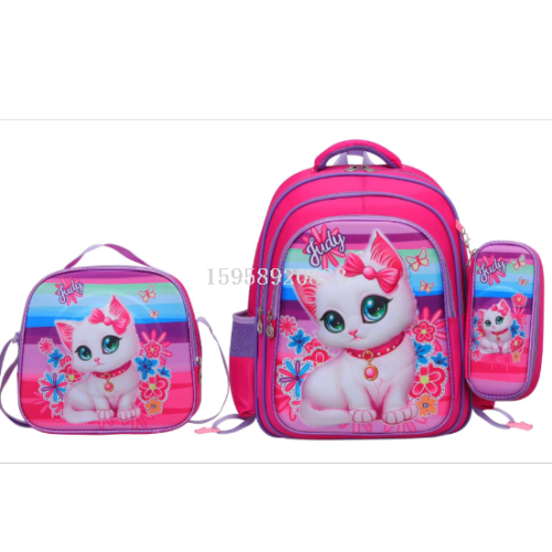 schoolbag backpack children‘s bags three-piece trolley bag school bag 3d bag stationery box lunch box