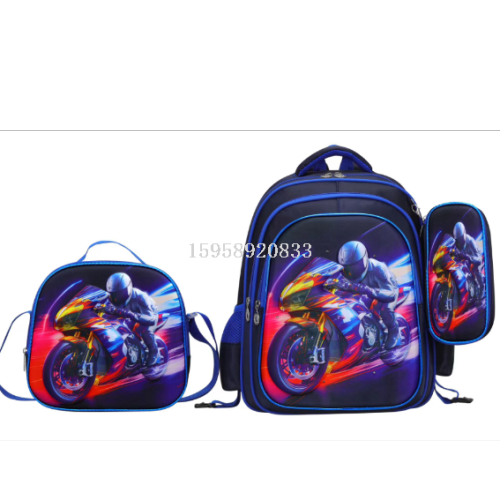 schoolbag backpack children‘s bags three-piece trolley bag school bag 3d bag stationery box lunch box