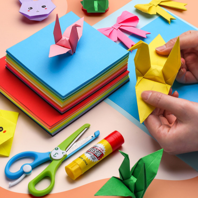 15*15 Handmade Origami Crane Origami Color Paper Cut Diy Kindergarten Handmade Material Festival Window Flower 100 A4 Sheets