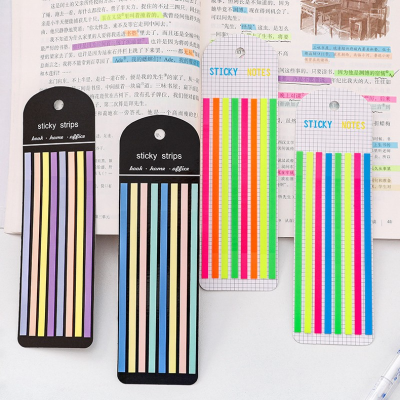 Pet Extremely Thin Strip Index Stickers Sticky Notes Fluorescent Label Long Section Strong Adhesive Plastic Translucent Narrow Strip Note Sticker