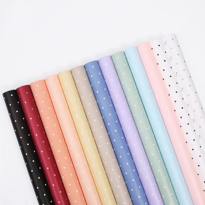 Ouya Paper a Small Dot Qixi Valentine's Day Soft Candy Color Flowers Wrapping Paper Material Flower Shop Materials