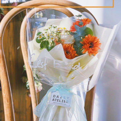 Mingduo Bag Waterproof English Glass Paper Bouquet Bag Flower Packaging Trapezoidal Transparent Single Bag