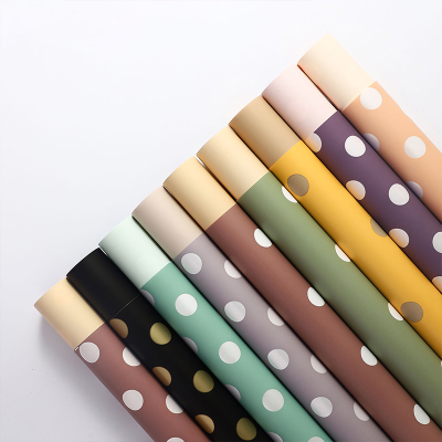 Ouya Paper Yuyin Two-Color Dots Qixi Valentine's Day Soft Candy Color Flowers Wrapping Paper Material Flower Shop Materials