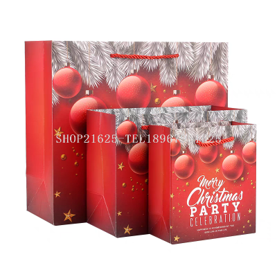 Christmas Gift Bag Paper Gift Bag Santa Claus Extra Thick Tote Rope Holding Bronzing Merrychristmas