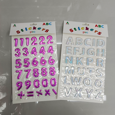 Children's Numbers and Letters Bubble Sticker Early Education Kindergarten Three-Dimensional PVC Laser Stickers Classroom Home Available