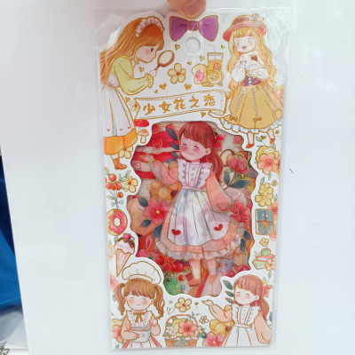 Antique Character Stickers Cute Girl Hand Account Stickers Transparent Seamless Water Cup Decorative Sticker Notebook
