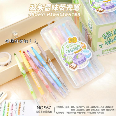 Double-Headed Fragrance Fluorescent Pen Students Mark Key Points with High Appearance Value Color Pencil Marking Pen