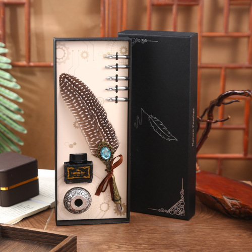 欧式复古魔法宝石羽毛笔套装 蘸墨钢笔礼品笔教师节生日礼物钢笔