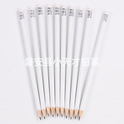 factory wholesale primary school stationery set white round rod with rubber pencil spot hotel logo