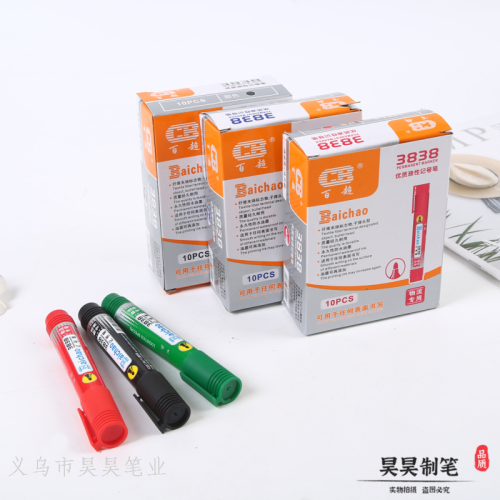 Baichao Bc3838 Marking Pen Oily Large Capacity Hook Line Marker Pen Big Head Pen Wholesale Logistics Special 