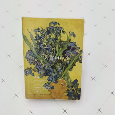 Notebook Journal Book 520 Cute Ferrule Waterproof Cover Checkered Horizontal Blank Van Gogh