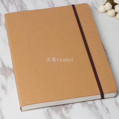 A5 Blank Sketchbook 5.8 x 8.25 Inches Hard Kraft Cover Sketch Book with Elastic Closure