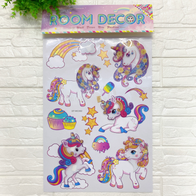 Unicorn Series Decorative Furniture Stickers PVC Living Room Bedroom Entrance Wall Decoration Three-Dimensional Stickers