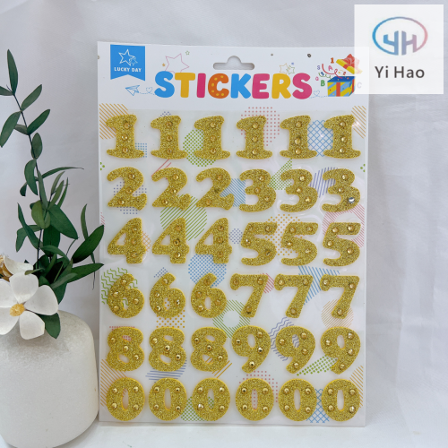 钻贴金色银色字母数字贴金粉数字立体泡泡钻贴烫金烫银超立体钻贴