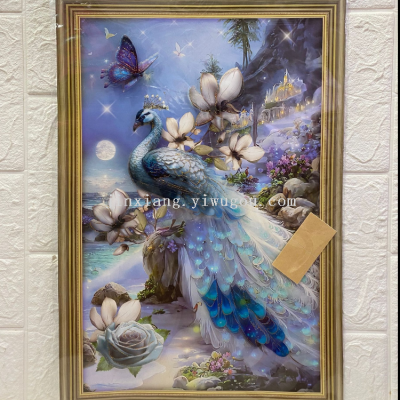 Shiny Peacock Photo Frame Stickers room Lobby Decorative Stickers 3D  DECAL  Wall Stickers