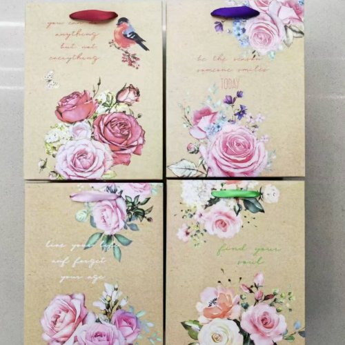 新210克白卡纸创意花主题礼品袋纸袋手提袋适用节日礼品装现货供