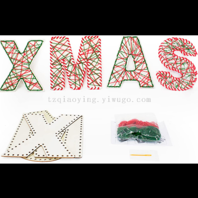 10 "Christmas Wooden Letter Set with Colored Wool-Christmas Decoration Letter Gift