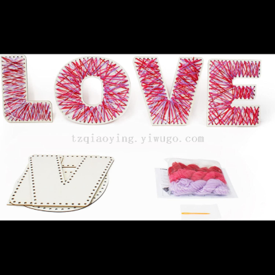 10 "Love Heart Wooden Letter Set with Colorful Wool-Love Word Decoration-Valentine's Day Gift