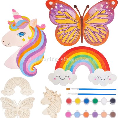 Wooden Unicorn Craft Kit Kids DIY Wooden Paint Kit Butterfly Rainbow Wooden Crafts
