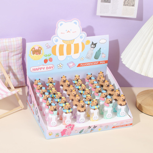 AOLU插盒卡皮巴拉圣诞可爱迷你荧光笔划重点笔生儿童学生绘画涂色