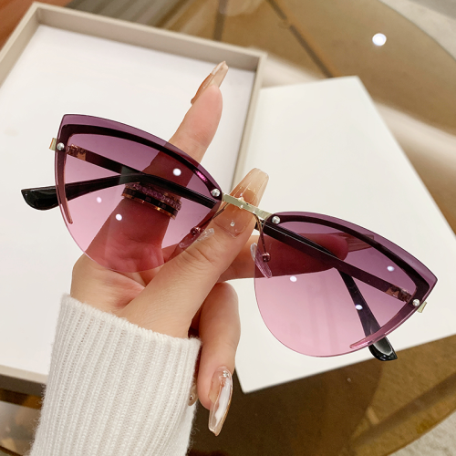 new european and american fashion sunglasses frameless  eye sunglasses men and women ins fashion cross-border gradient sun glasses