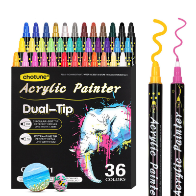 Double-Headed Gouache Thick Head Acrylic Marker Pen Waterproof Paint DIY Hand-Painted Graffiti Marking Pen