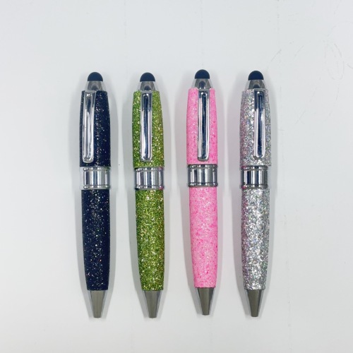 厂家批发跨境货源 短款金粉圆珠笔 定做logo