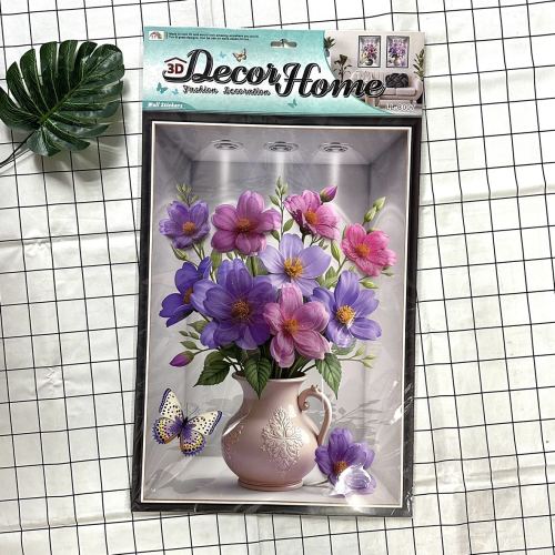 立体3D花瓶贴纸室内冰箱橱窗贴画