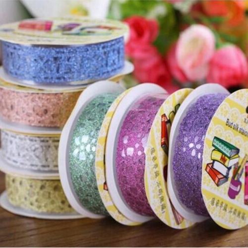 Glitter Pink Lace Tape Photo Frame Decoration DIY Fashion Hollow Lace Tape
