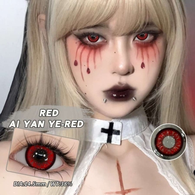 Red cosmetic contact lenses