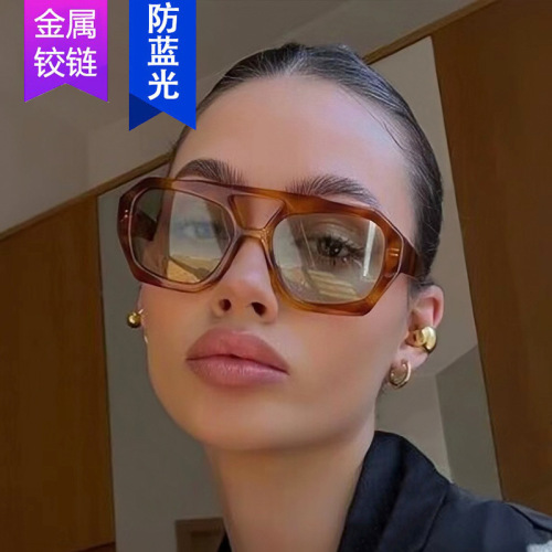 european and american retro double beam street shot sunglasses american high sense ins style men and women trendy concave shape sunglasses for round face